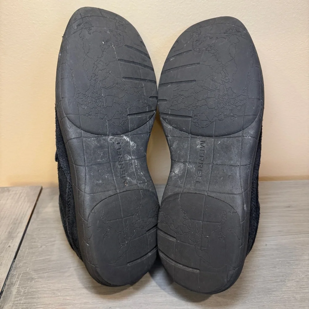 Merrell World Vue Moc Men's Size 9.5 Black‎ Suede Slip-on Sneaker Loafer J94037